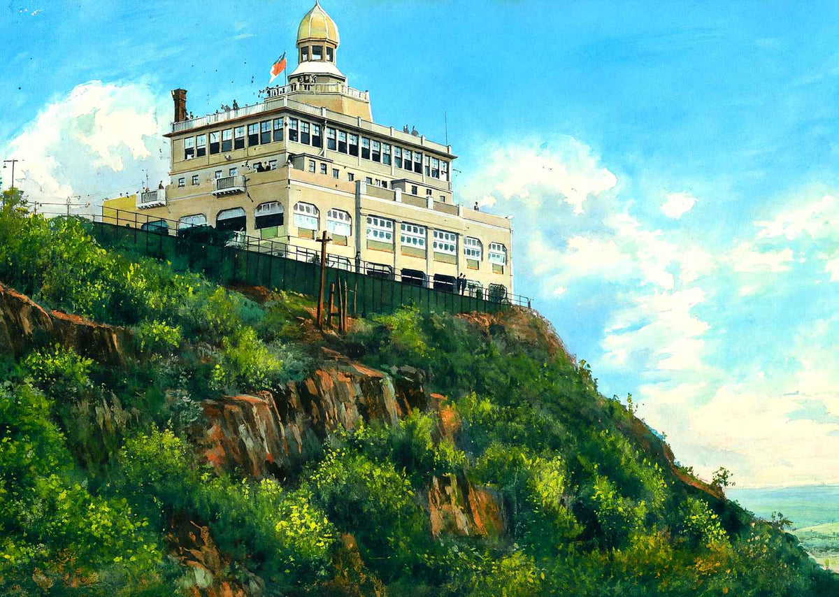 Summit House Mt Tom from the North, Easthampton, MA 1908 Art Print (7 Sizes)