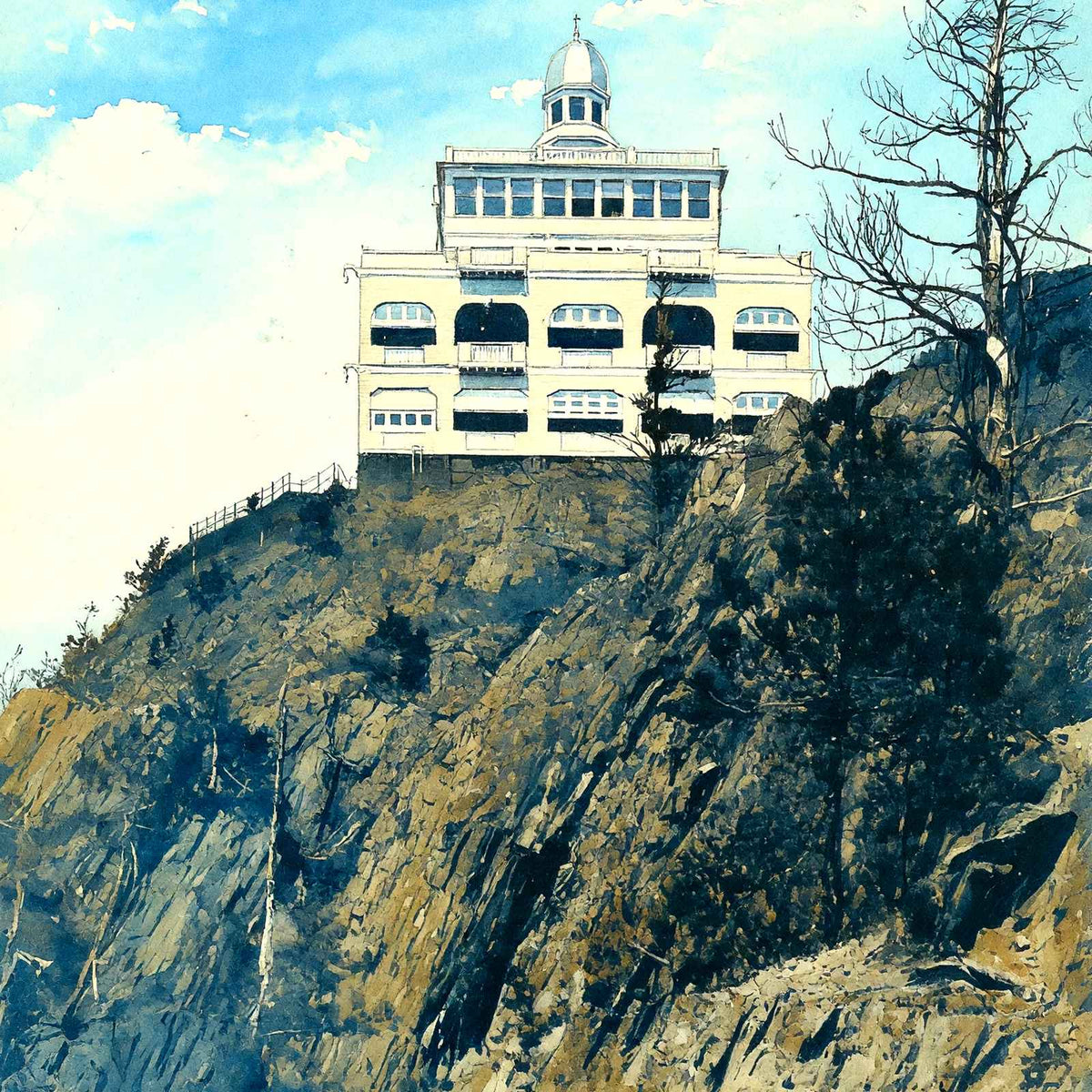 Summit House Mt Tom from the South, Easthampton, MA 1914 Art Print (7 Sizes)