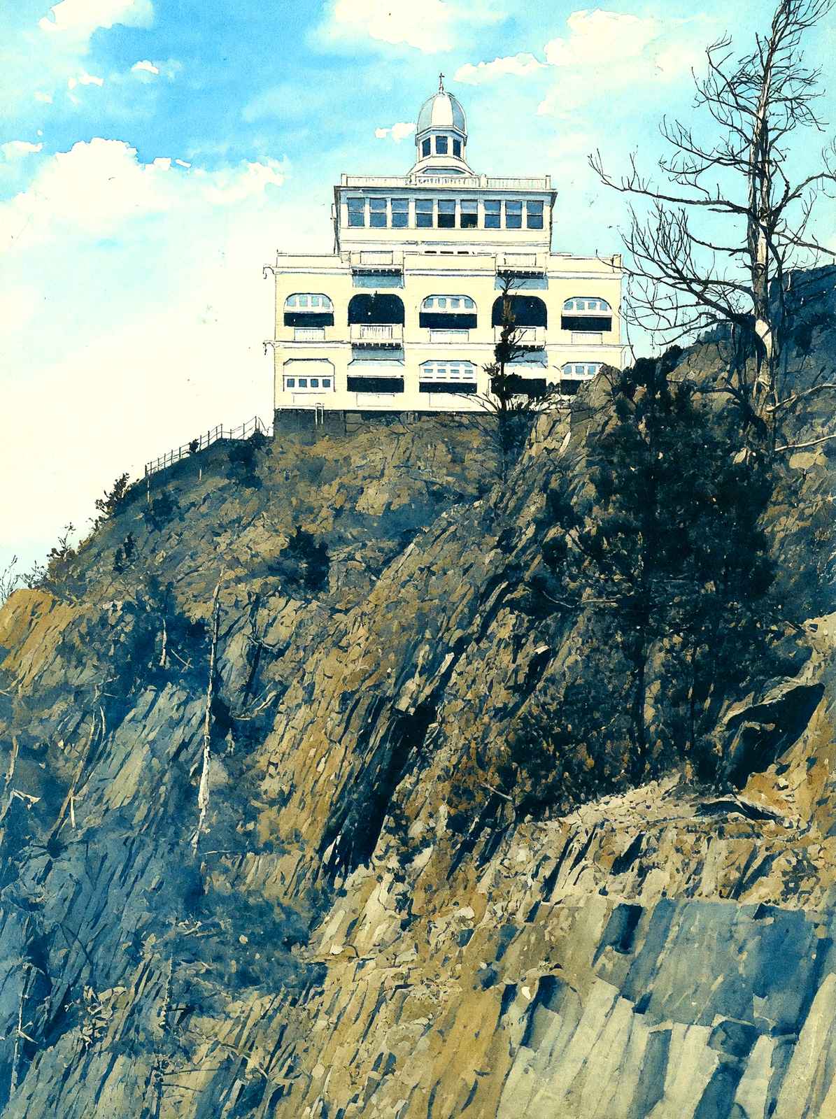 Summit House Mt Tom from the South, Easthampton, MA 1914 Art Print (7 Sizes)