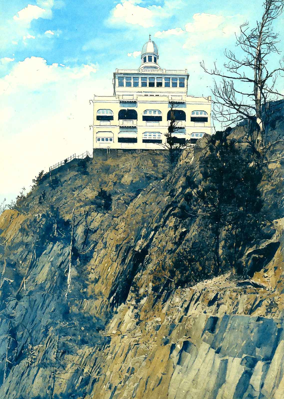 Summit House Mt Tom from the South, Easthampton, MA 1914 Art Print (7 Sizes)