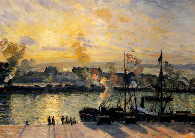 Sunset, the Port of Rouen (Steamboats) 1898 by Pissarro Art Print (6 Sizes)