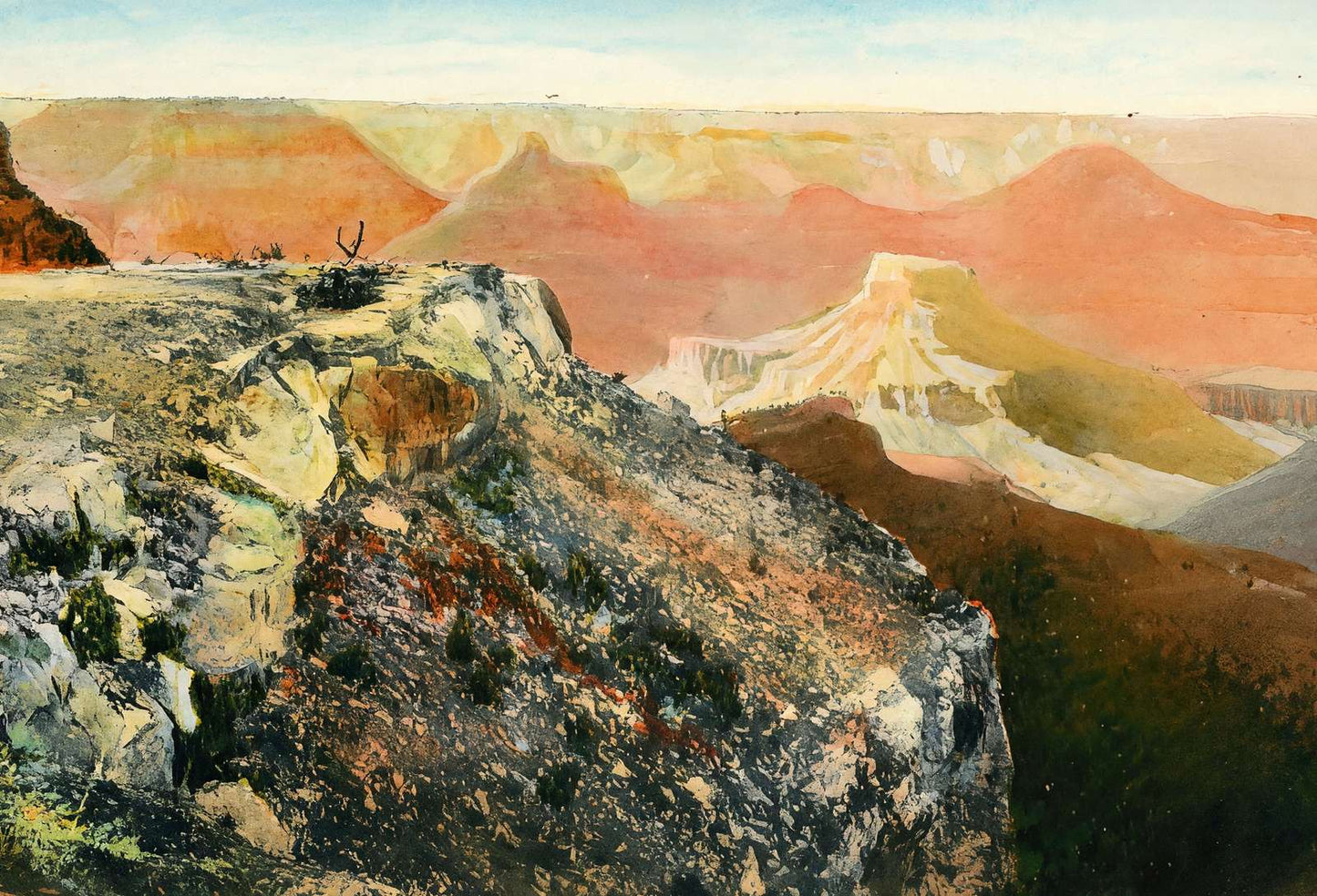 Sunset from Bright Angel Grand Canyon in 1907 Art Print (7 Sizes) - Restored
