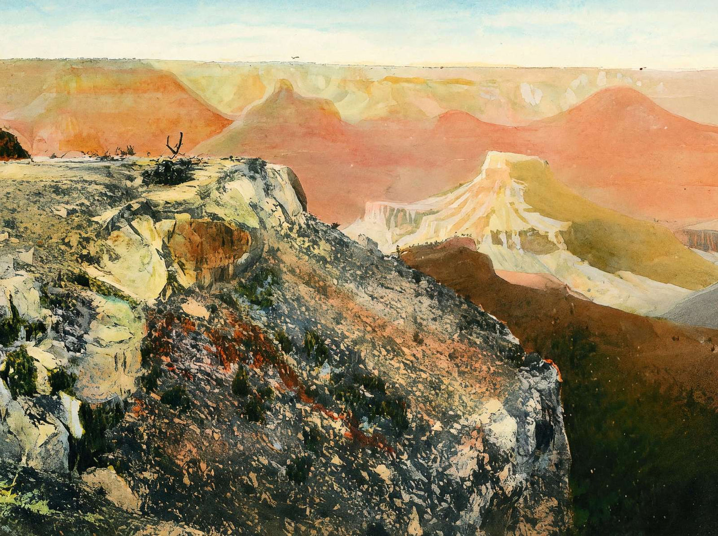 Sunset from Bright Angel Grand Canyon in 1907 Art Print (7 Sizes) - Restored