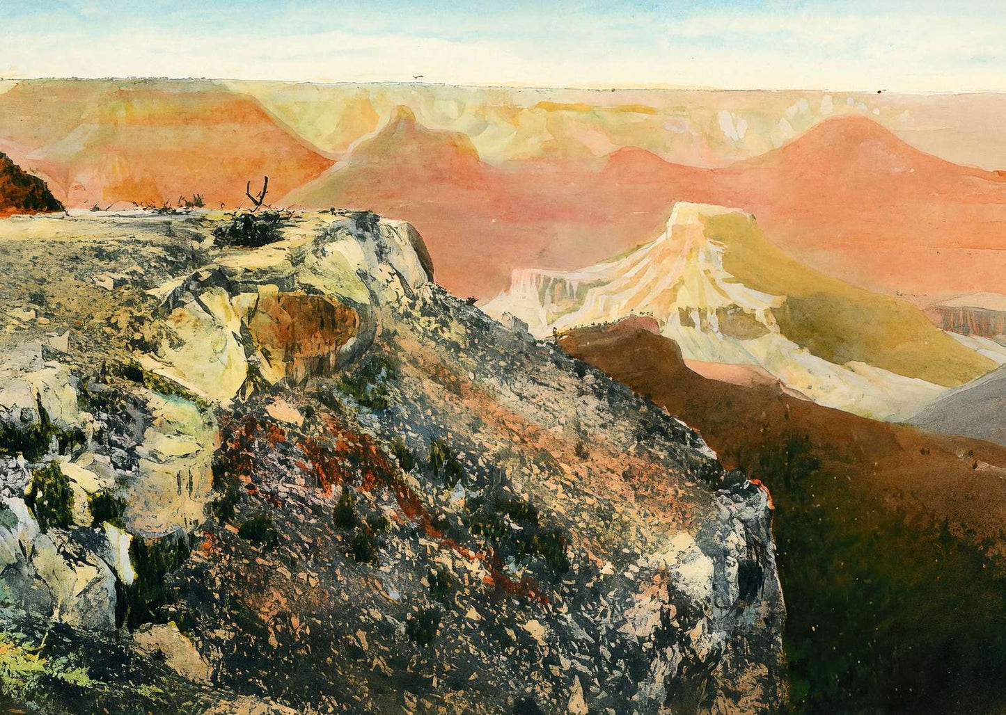 Sunset from Bright Angel Grand Canyon in 1907 Art Print (7 Sizes) - Restored