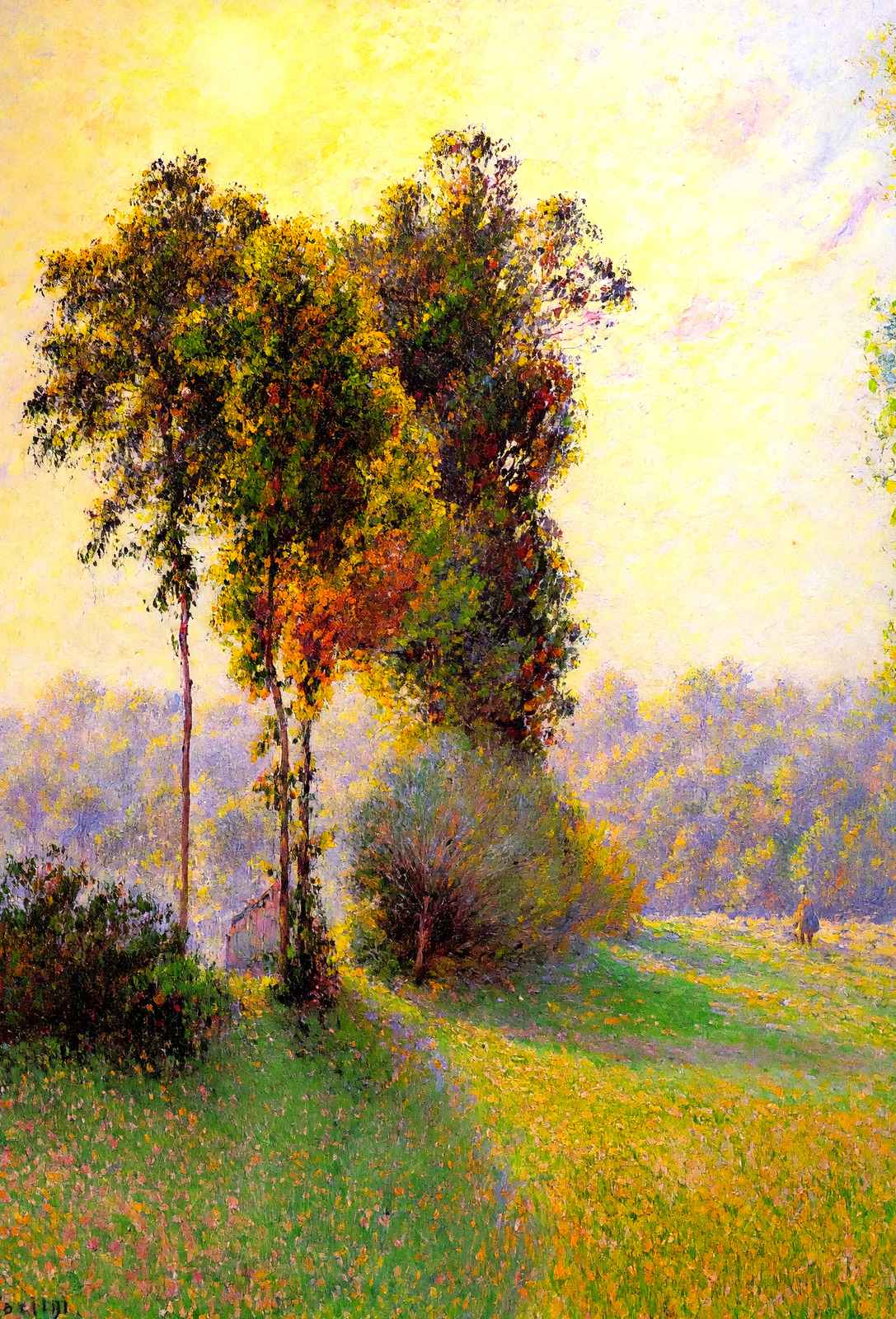 Sunset at Sent Charlez. Eragny Fine Art Print 1891 by Camille Pissarro (6 Sizes)