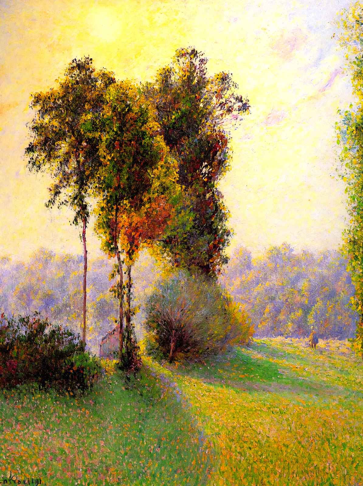 Sunset at Sent Charlez. Eragny Fine Art Print 1891 by Camille Pissarro (6 Sizes)