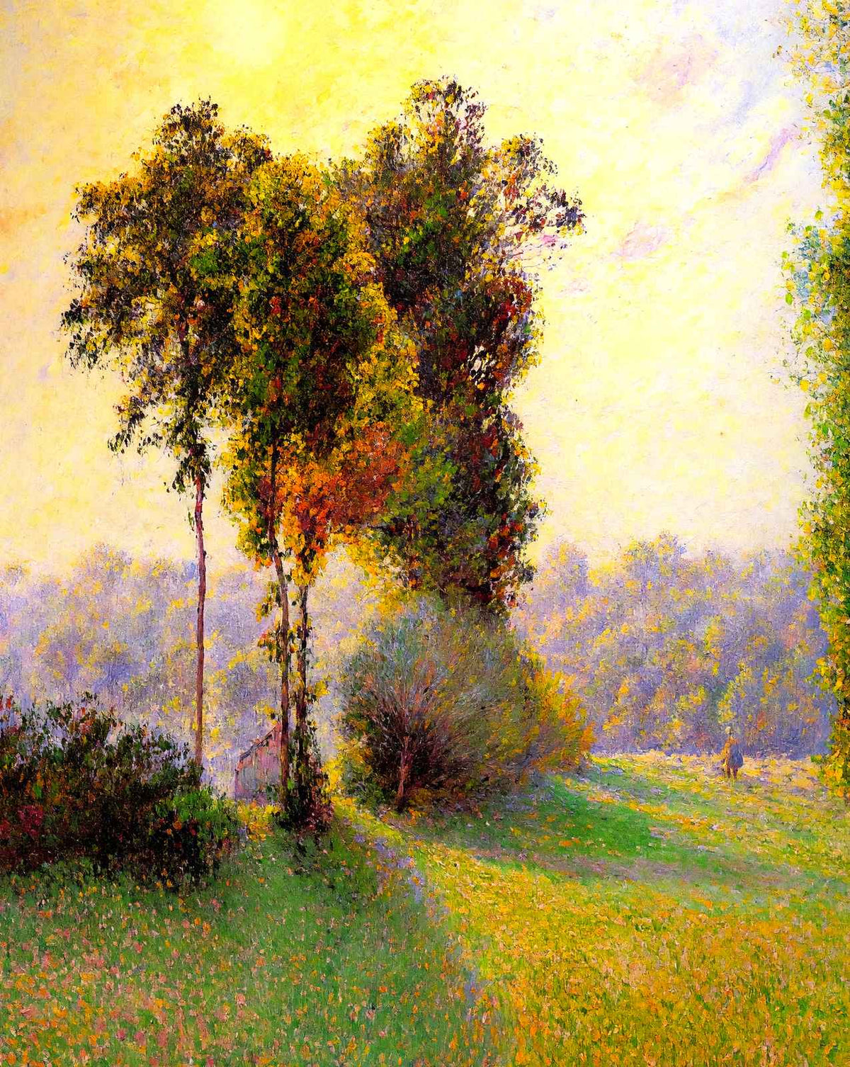 Sunset at Sent Charlez. Eragny art print by Camille Pissarro (1891)