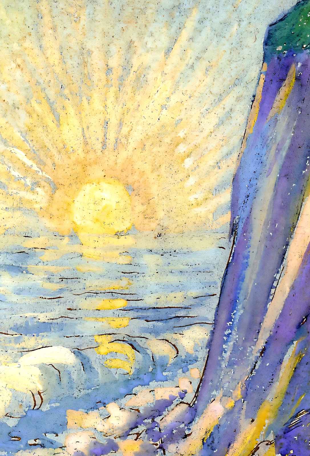 Sunrise on the Sea Art Print 1883 Painting by Camille Pissarro (6 Sizes)