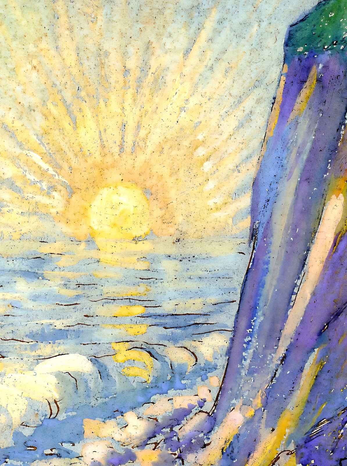 Sunrise on the Sea Art Print 1883 Painting by Camille Pissarro (6 Sizes)