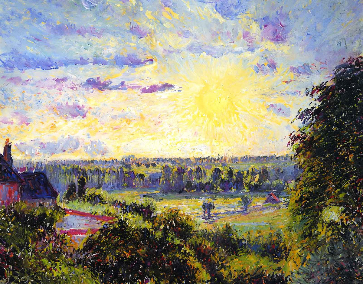 Sunset at Eragny 1890 Painting by Camille Pissarro Art Print (6 Sizes)