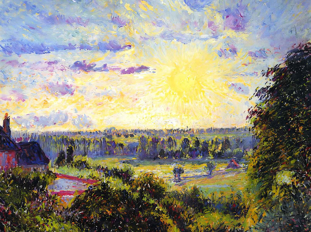 Sunset at Eragny 1890 Painting by Camille Pissarro Art Print (6 Sizes)