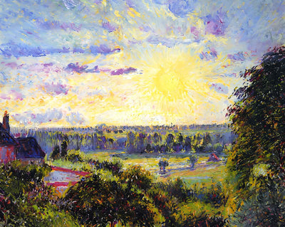 Sunset at Eragny fine art print by Camille Pissarro (1890)