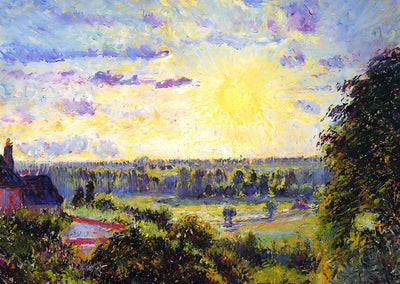 Sunset at Eragny 1890 Painting by Camille Pissarro Art Print (6 Sizes)