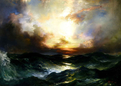 Sunrise at Mid-Ocean Fine Art Print 1907 Painting by Thomas Moran (6 Sizes)