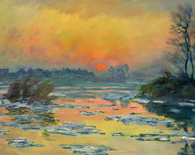 Sunset on the Seine in Winter art print by Claude Monet (1880)