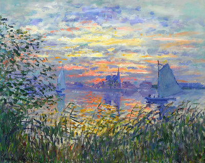 Sunset on the Siene painting print by Claude Monet (1874)
