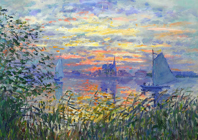 Sunset on the Siene Fine Art Print 1874 Painting by Claude Monet (6 Sizes)
