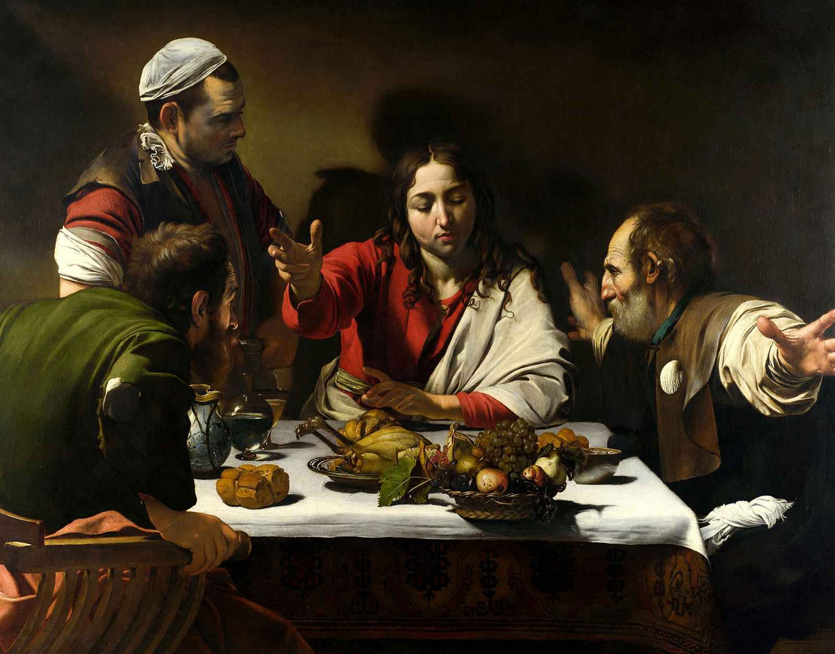 Supper at Emmaus Bible Art Print Painting by Caravaggio (6 Sizes) - Jesus