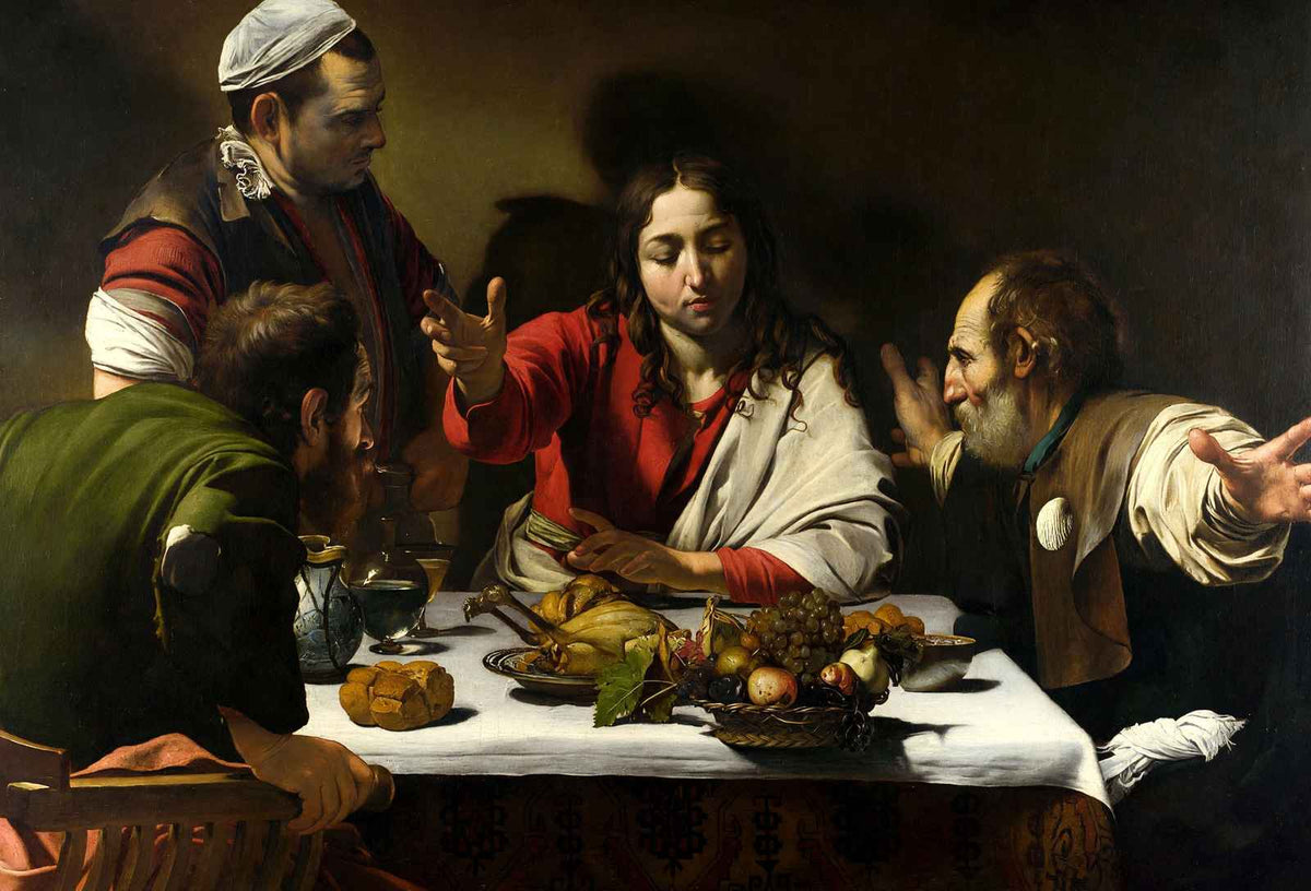 Supper at Emmaus Bible Art Print Painting by Caravaggio (6 Sizes) - Jesus