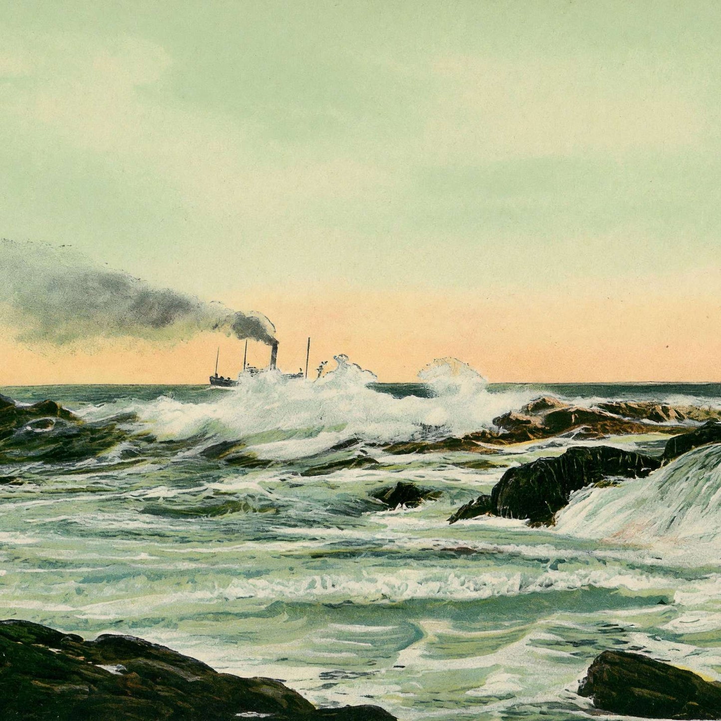 Surf at Delano Park Maine in 1908 Vintage Print (7 Sizes) - Reproduction