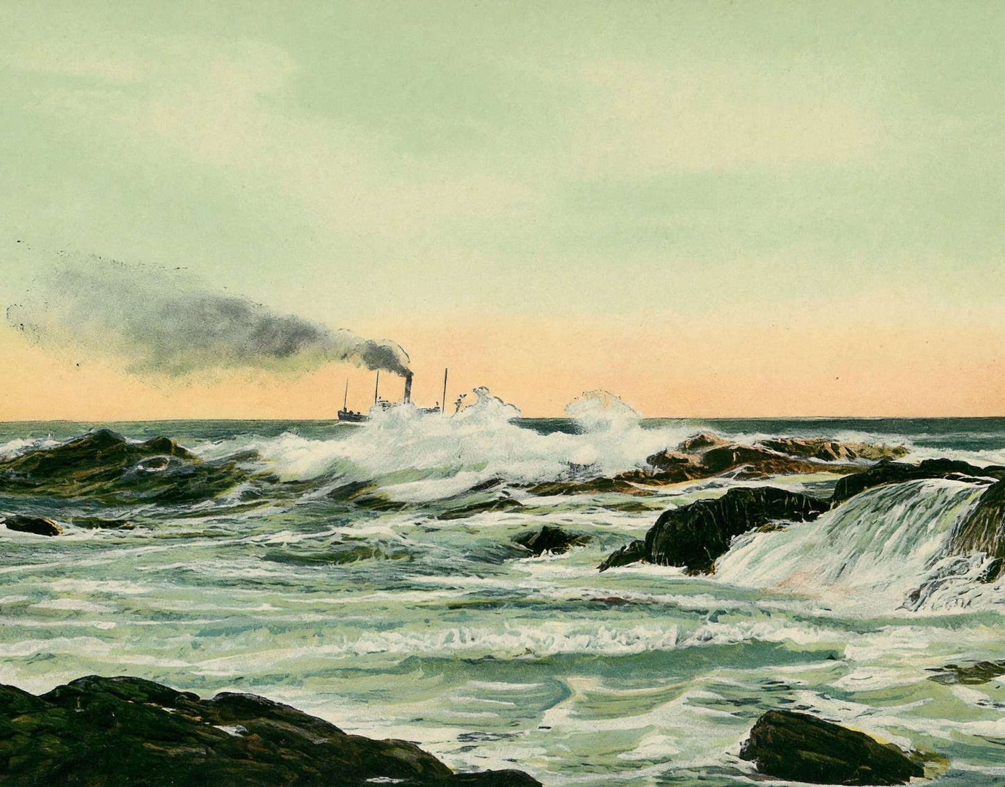 Surf at Delano Park Maine in 1908 Vintage Print (7 Sizes) - Reproduction