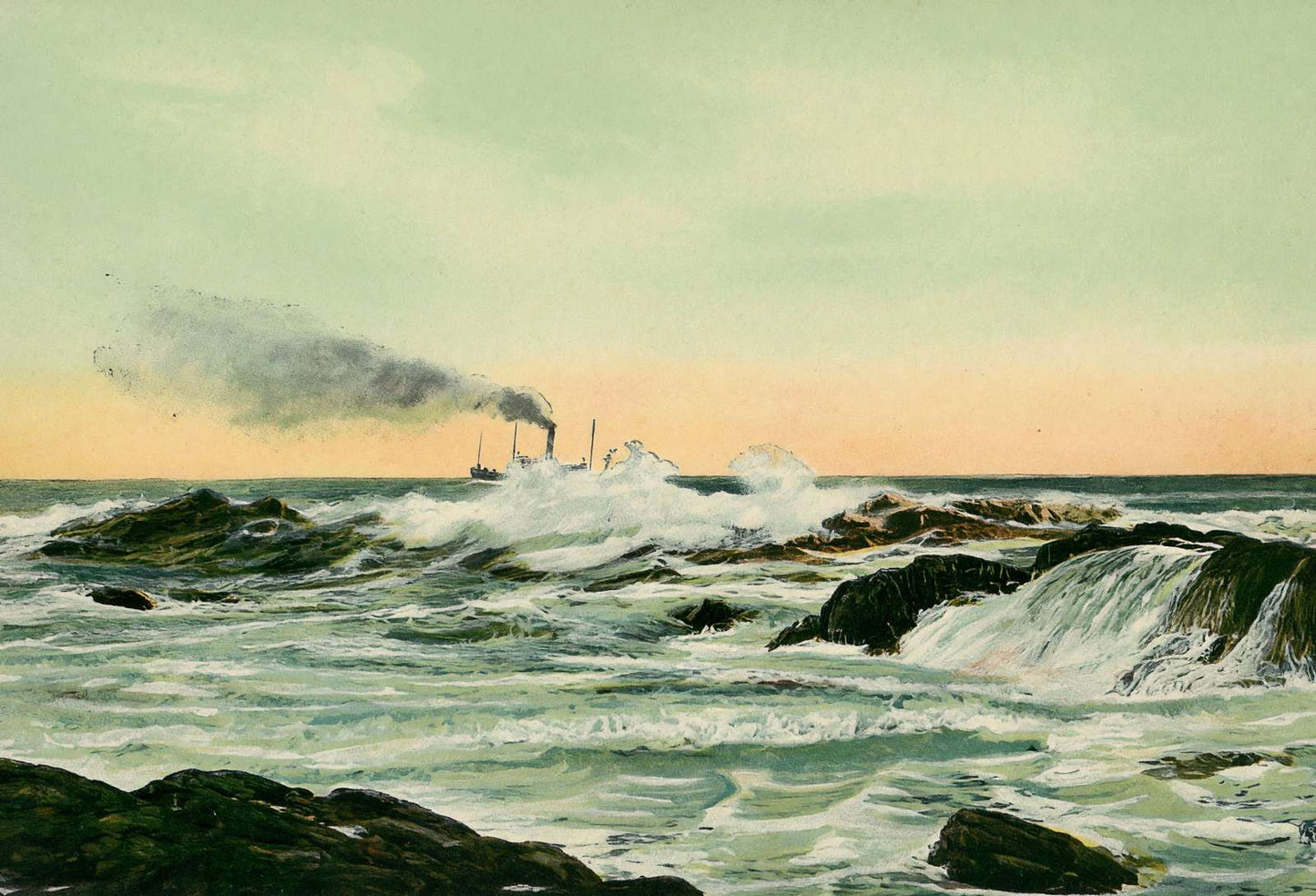 Surf at Delano Park Maine in 1908 Vintage Print (7 Sizes) - Reproduction