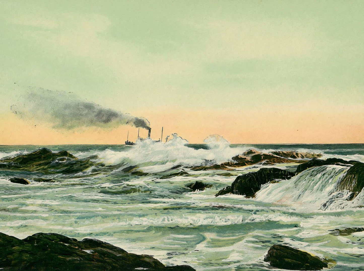 Surf at Delano Park Maine in 1908 Vintage Print (7 Sizes) - Reproduction
