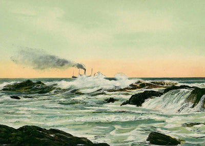 Surf at Delano Park Maine in 1908 Vintage Print (7 Sizes) - Reproduction