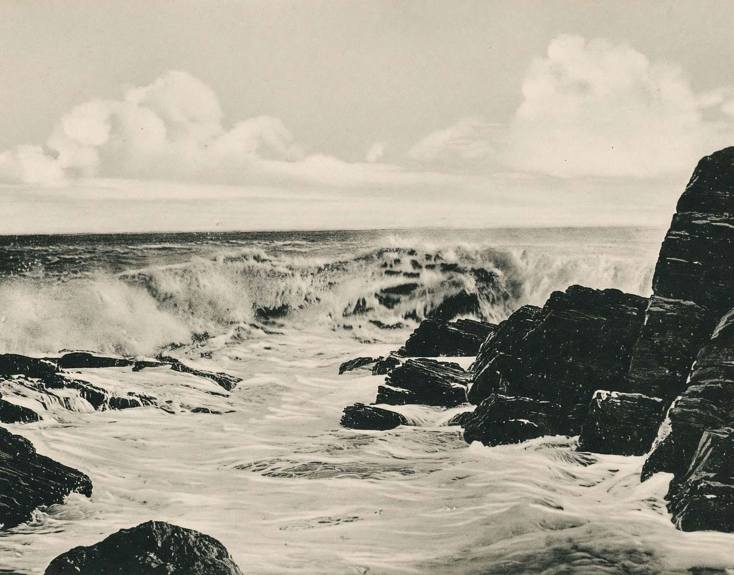 Surf Scene Off Portland Maine in 1908 Vintage Print (7 Sizes) - Premium Print