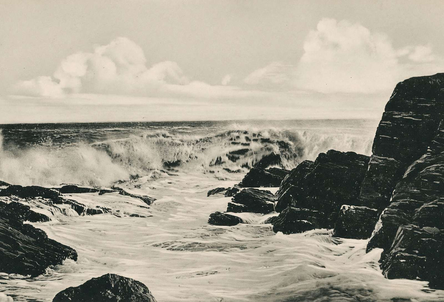 Surf Scene Off Portland Maine in 1908 Vintage Print (7 Sizes) - Premium Print