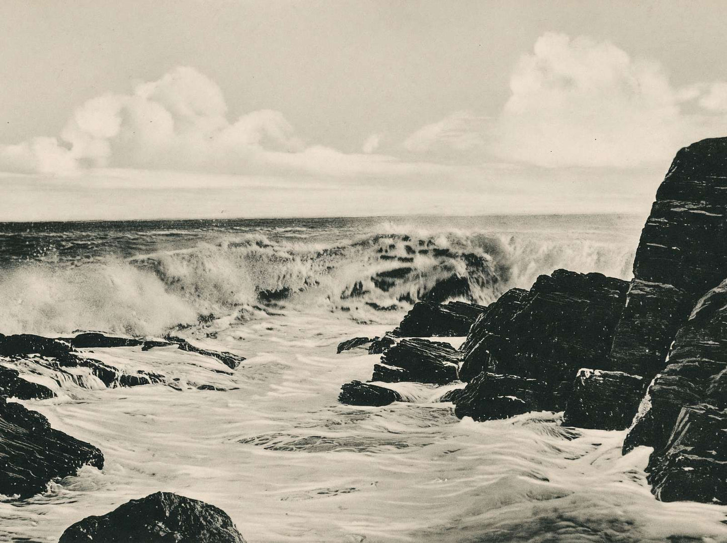 Surf Scene Off Portland Maine in 1908 Vintage Print (7 Sizes) - Premium Print