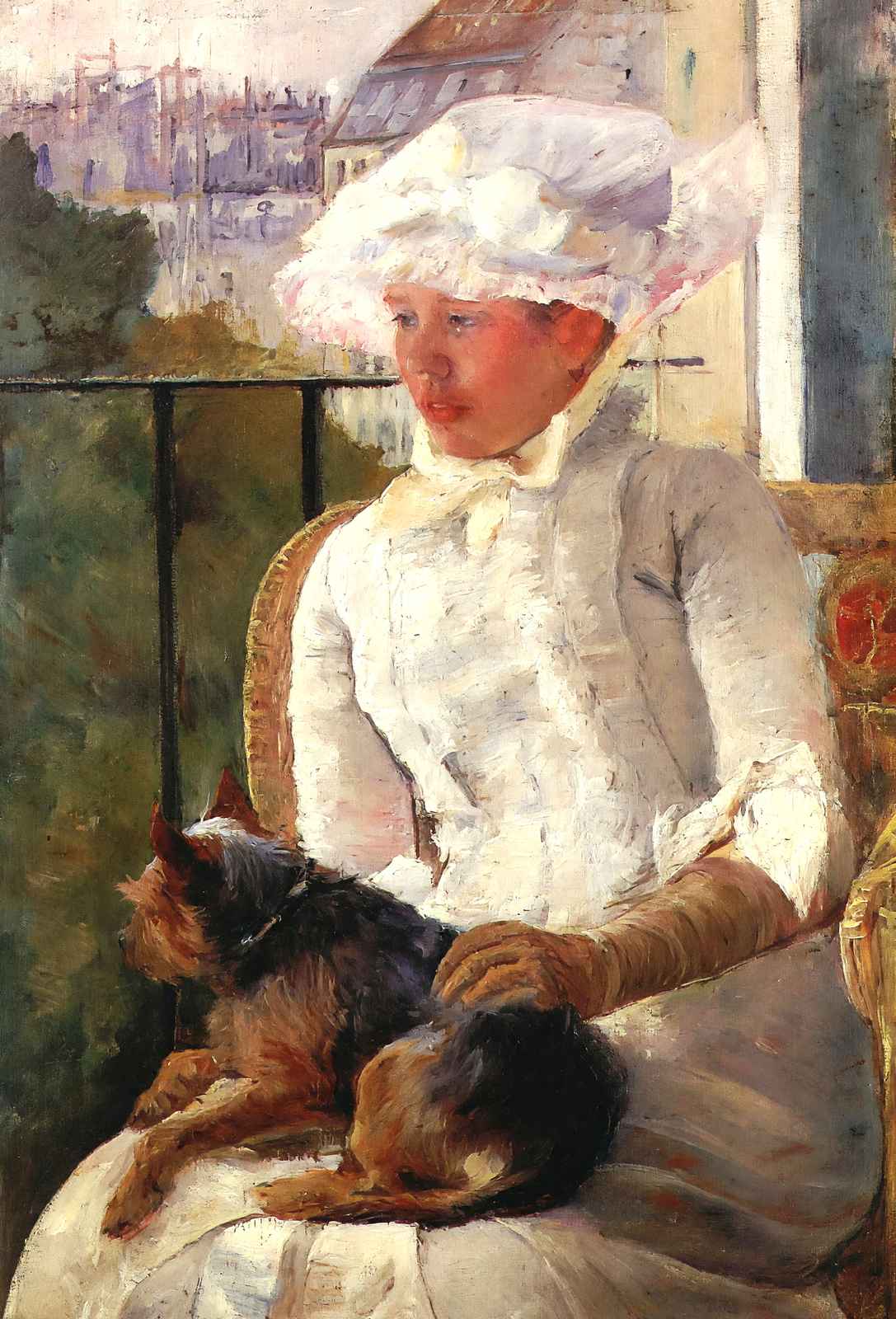 Susan on a Balcony Holding a Dog 1883 by Mary Cassatt Art Print (6 Sizes)