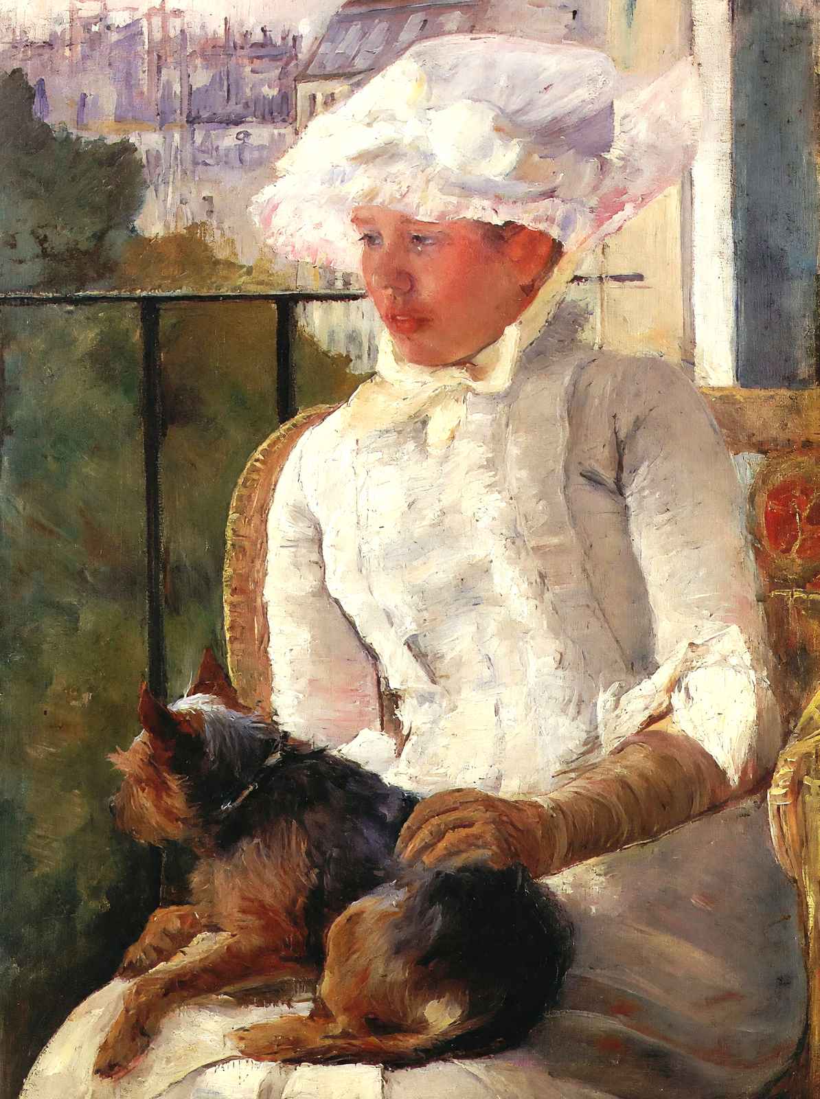 Susan on a Balcony Holding a Dog 1883 by Mary Cassatt Art Print (6 Sizes)