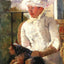 Susan on a Balcony Holding a Dog painting print by Mary Cassatt (1883)