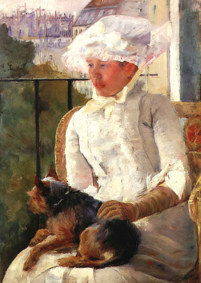 Susan on a Balcony Holding a Dog 1883 by Mary Cassatt Art Print (6 Sizes)