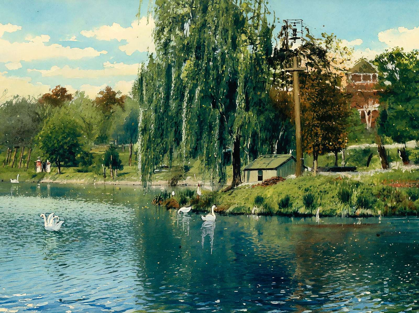Swan Island Grant Park Atlanta in 1906 Art Print (7 Sizes) - Premium Print