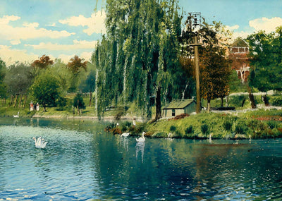 Swan Island Grant Park Atlanta in 1906 Art Print (7 Sizes) - Premium Print