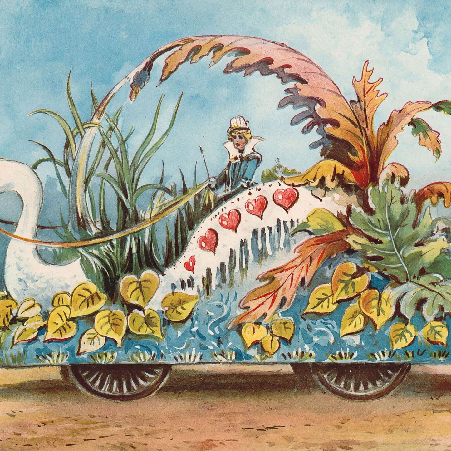 Swan Float Houston Carnival 1907 Vintage Print (7 Sizes) - Premium Print