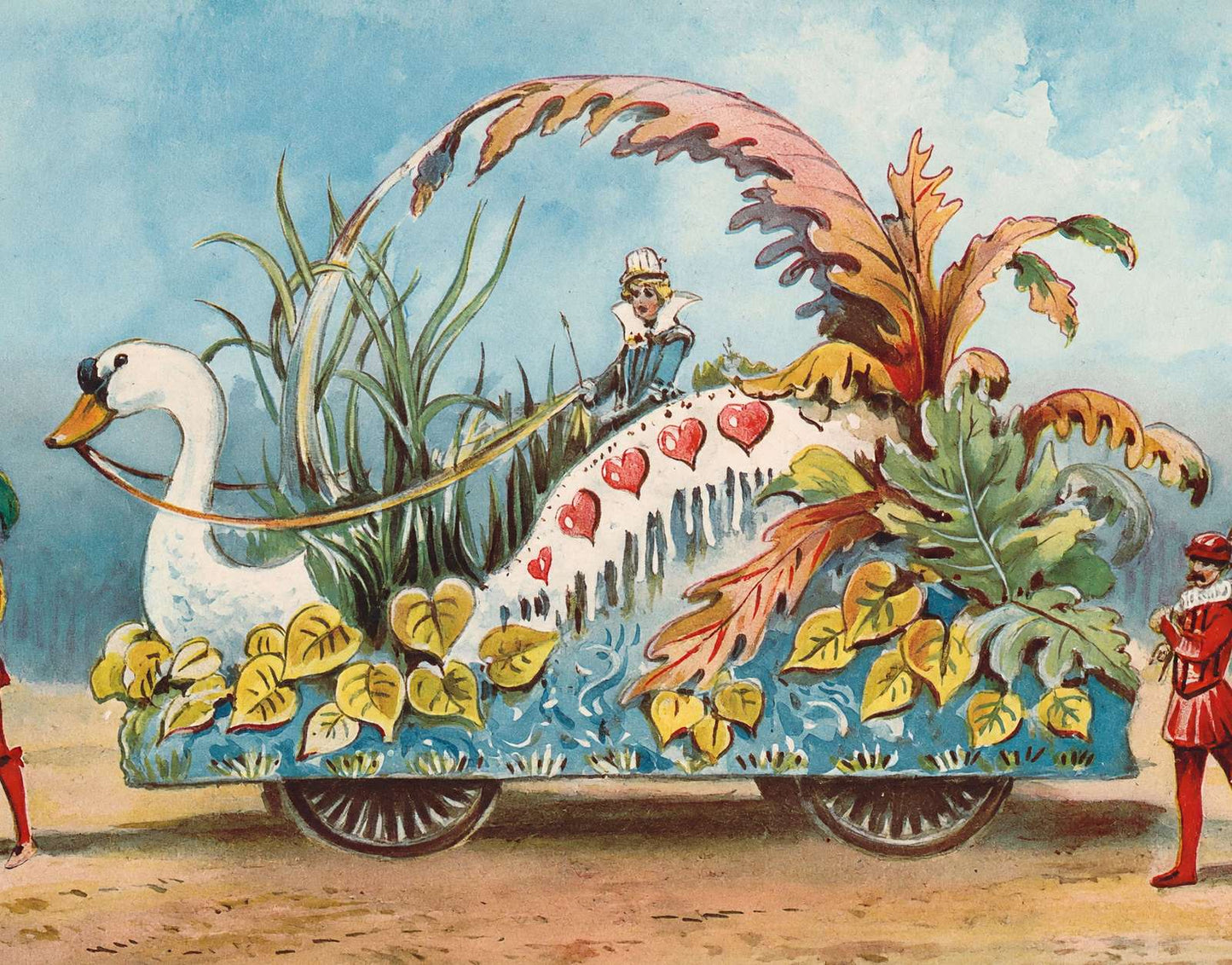 Swan Float Houston Carnival 1907 Vintage Print (7 Sizes) - Premium Print
