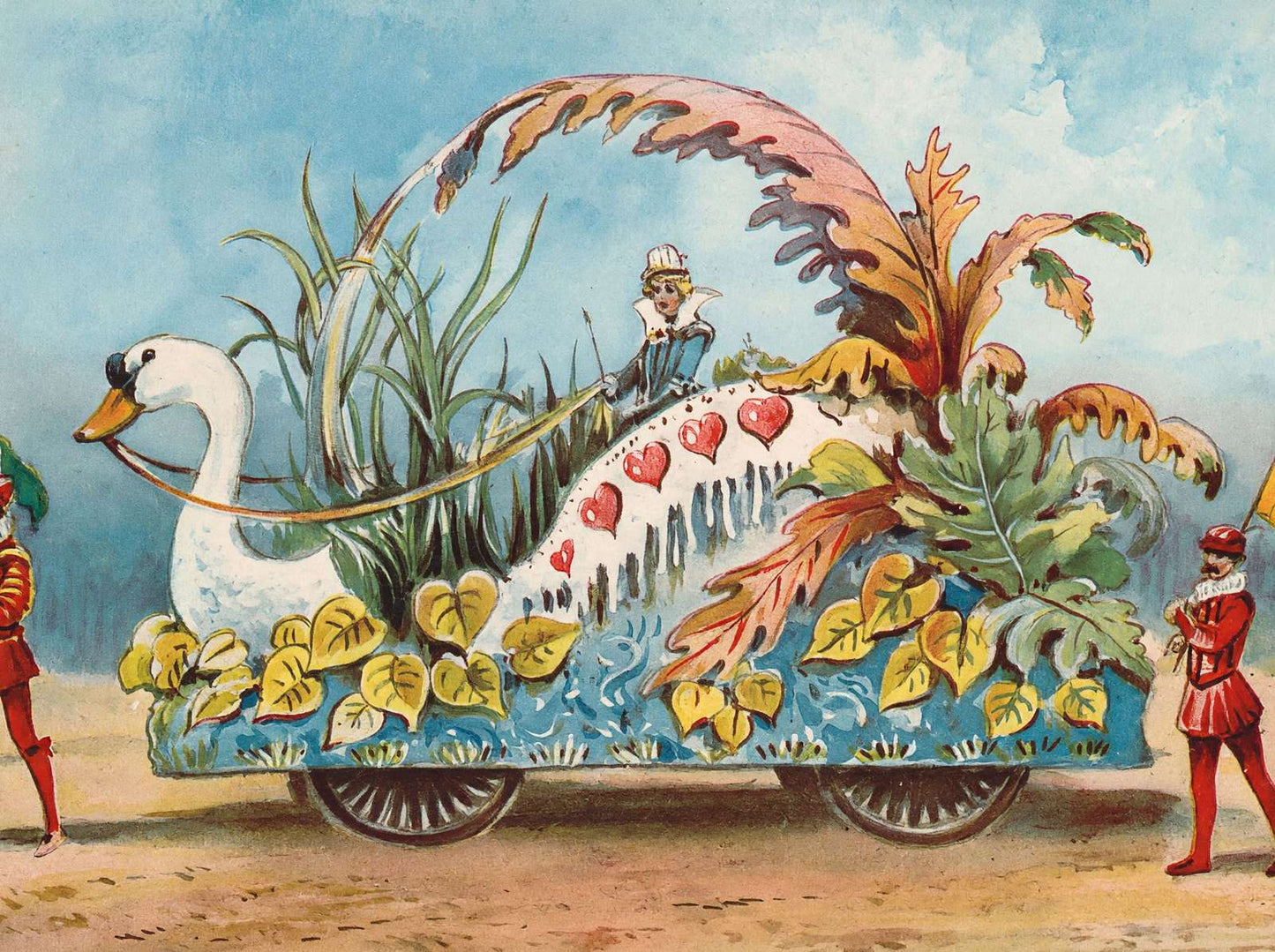 Swan Float Houston Carnival 1907 Vintage Print (7 Sizes) - Premium Print