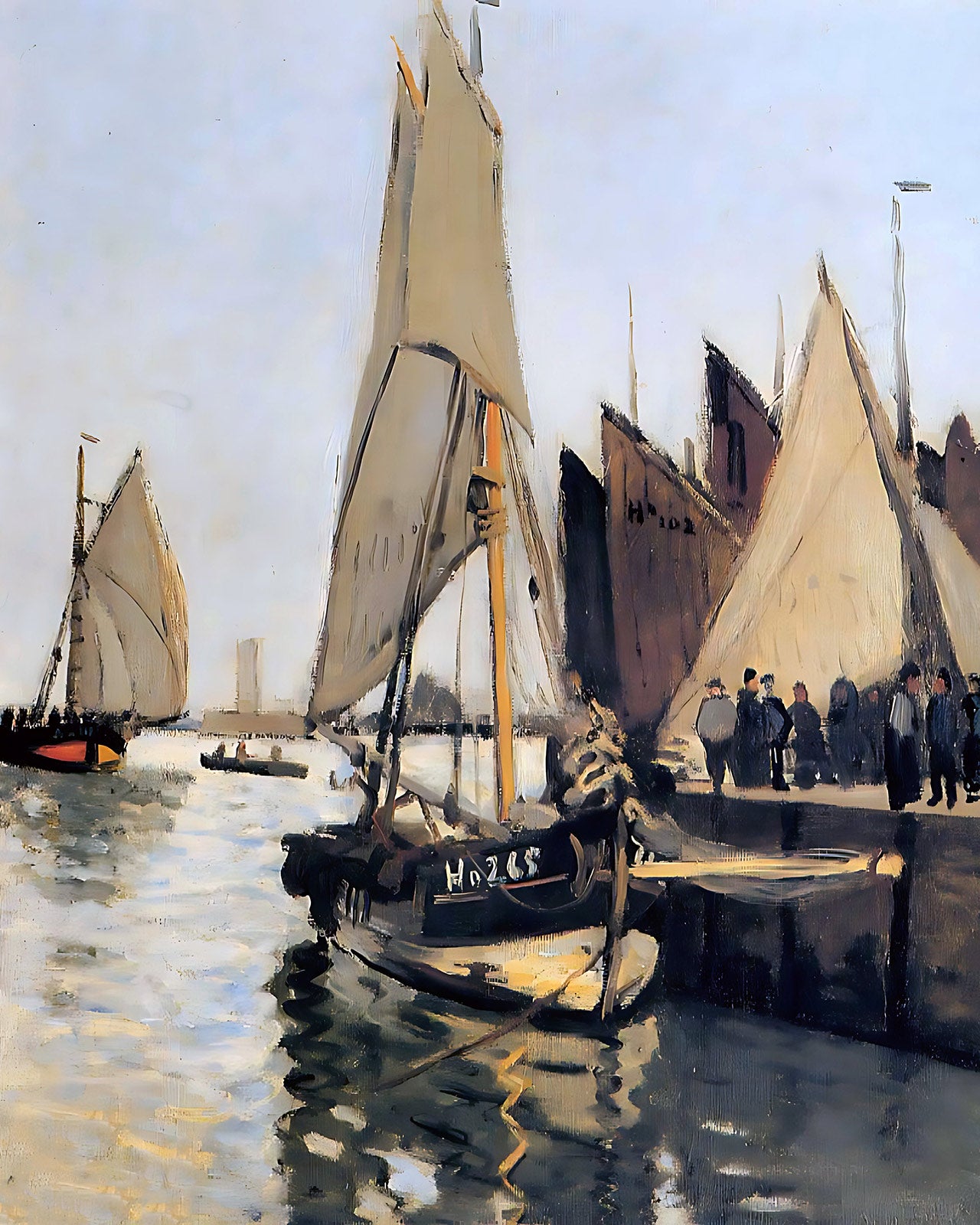 Sailing Boats at Honfleur Painting by Claude Monet 8x10" Art Print