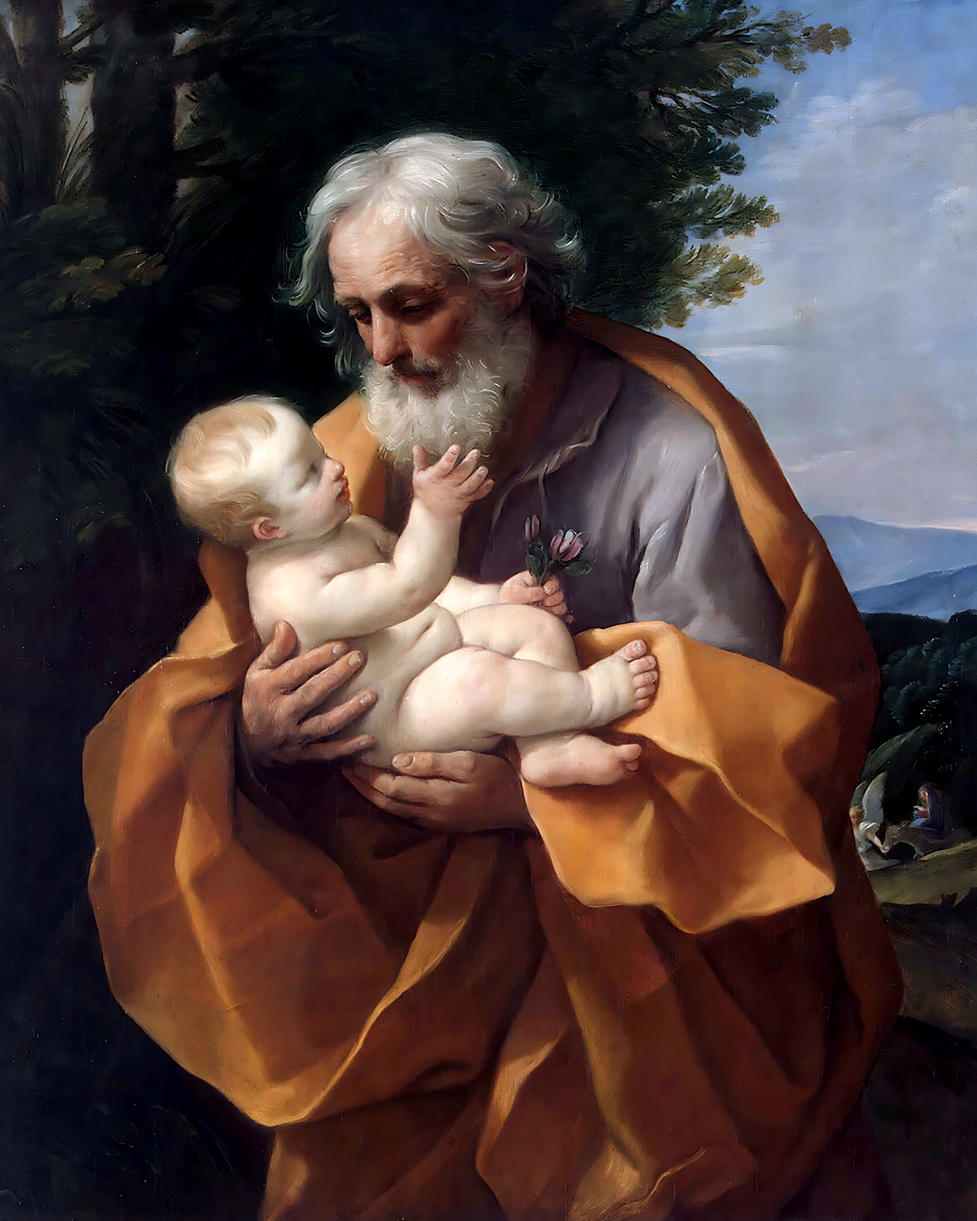 Saint Joseph with the Infant Jesus Painting by Guido Reni 8x10" Art Print