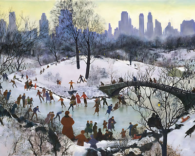 Skating in Central Park Painting by Agnes Tait 8x10" Art Print (New York)