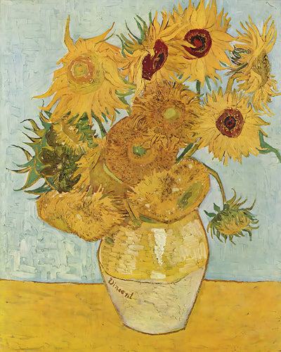 Still Life - Vase with Twelve Sunflowers Painting by van Gogh 8x10" Art Print