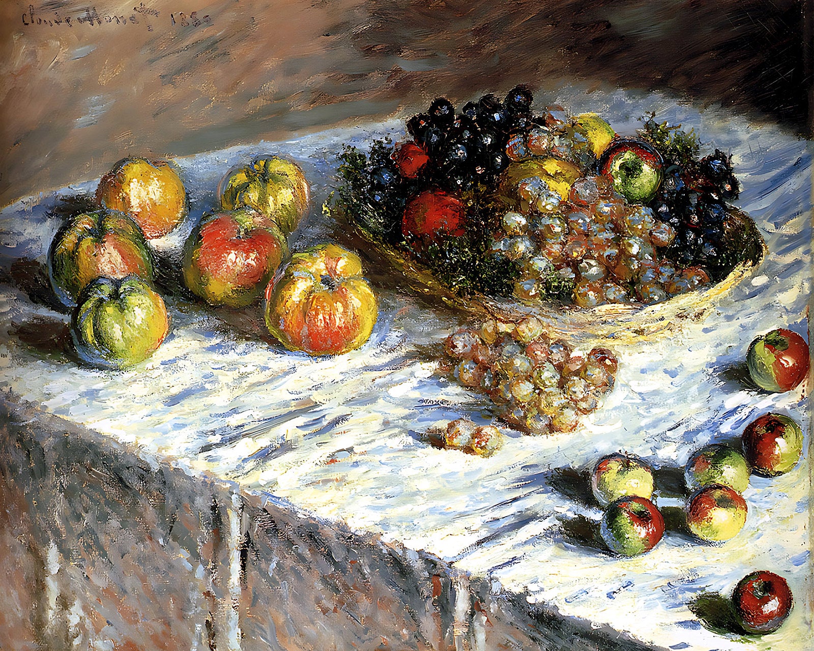 Still Life with  Apples And Grapes Painting by Claude Monet 8x10" Art Print