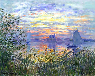 Sunset on the Siene Painting by Claude Monet 8x10" Art Print