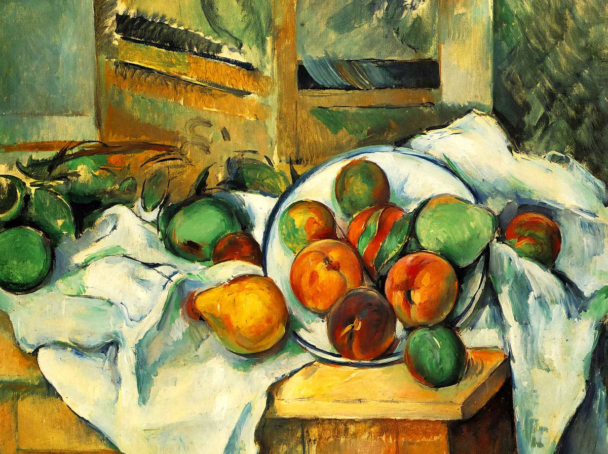 Table, Napkin and Fruit Art Print 1900 Painting by Paul Cezanne (6 Sizes)