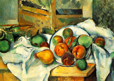 Table, Napkin and Fruit Art Print 1900 Painting by Paul Cezanne (6 Sizes)