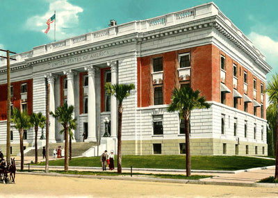 US Government Building Tampa FL in 1905 Vintage Print (7 Sizes) - Acid Free