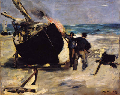 Tarring the Boat art print by Edouard Manet (1873)